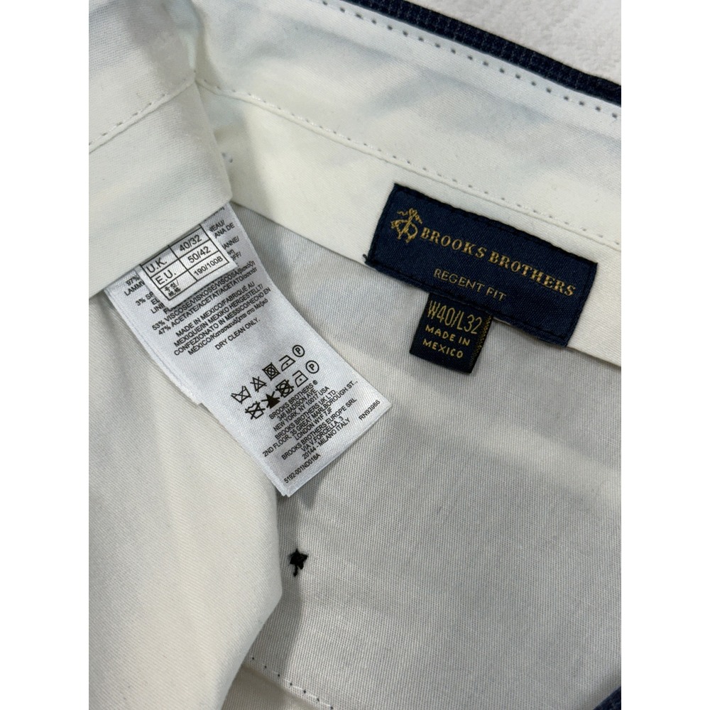 Brooks Brothers Mens 40x32 Regent Fit Blue Micro Check Lambswool Dress Pants - Picture 2 of 7